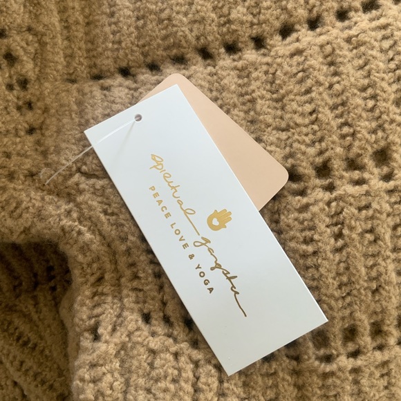Spiritual Gangster Cassey Wool Blend Open Stitch Cardigan Tan Carmel Womens  NWT - Picture 14 of 16